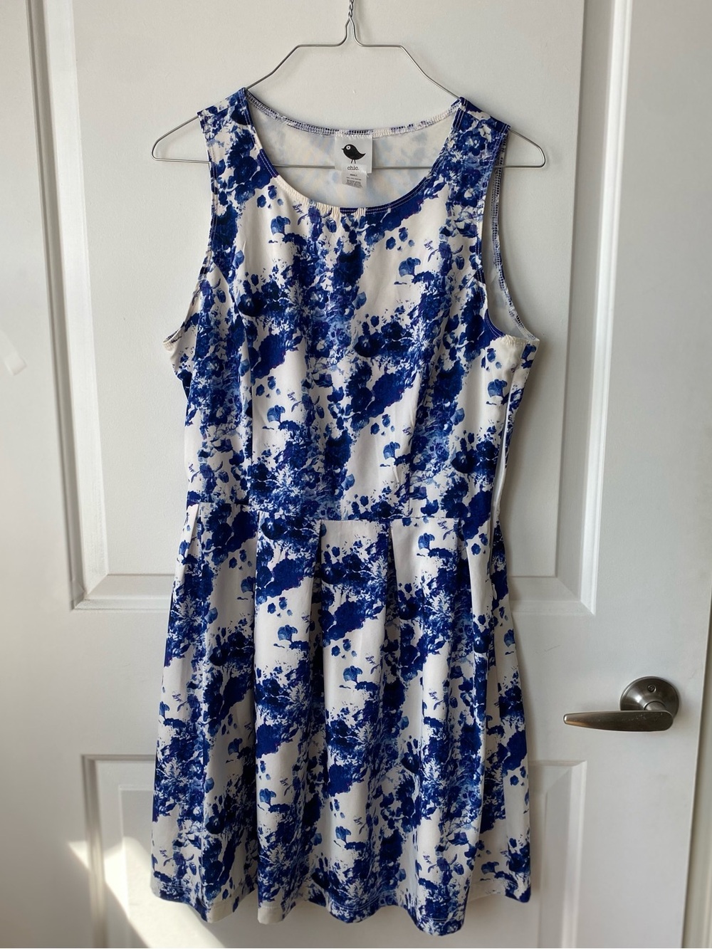 Blue Floral Print Sleeveless A-Line Mini Dress